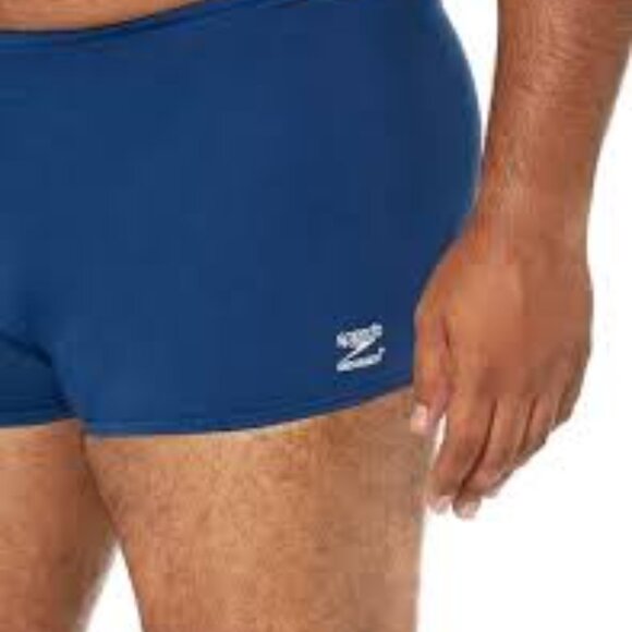 NWOT Speedo Men's Swimsuit Square Leg Endurance+ in Navy - Size 34 - Picture 1 of 7